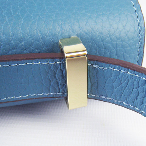 7A Hermes Oxhide Leather Message Bag Middle Blue H017